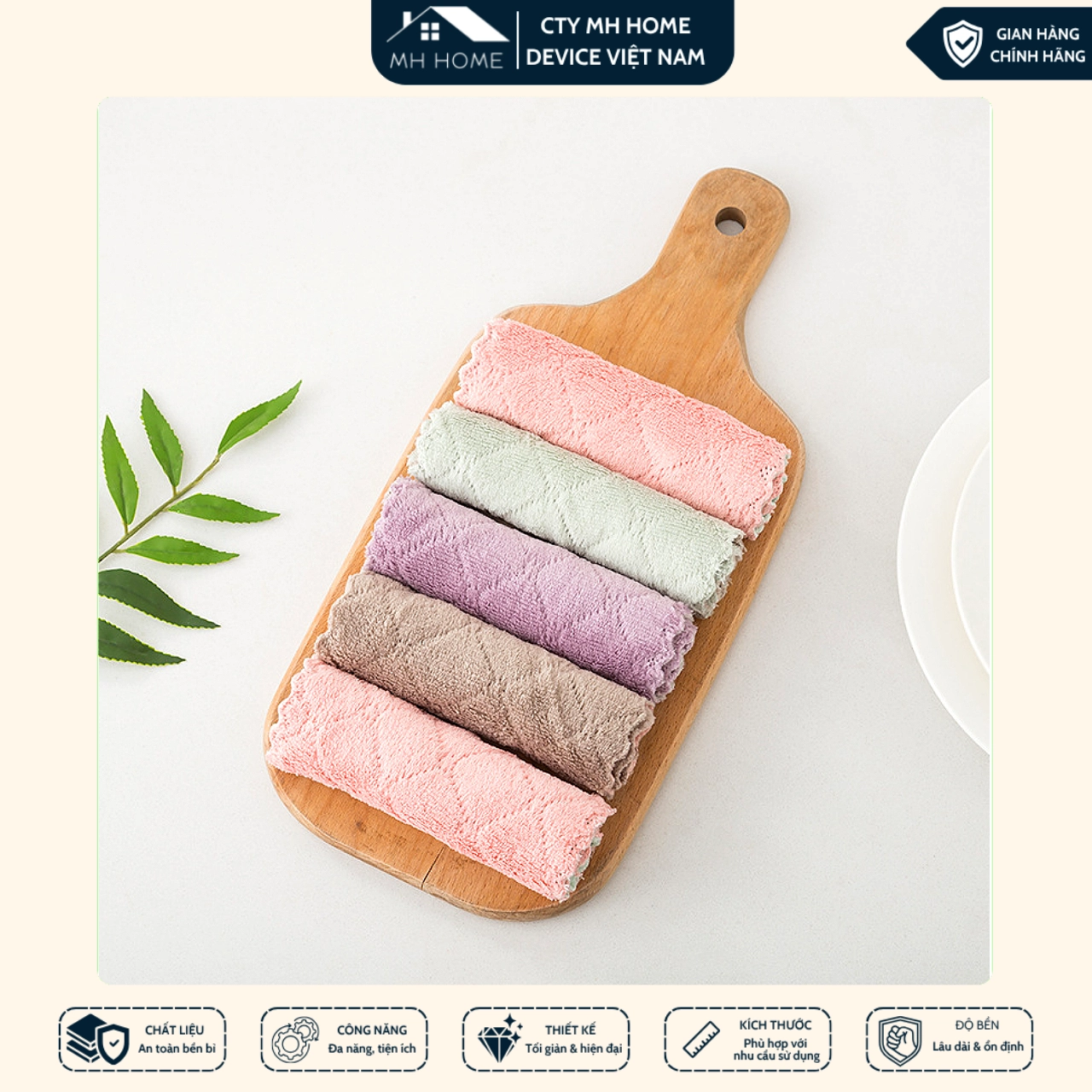 Combo 10 Khăn Lau 2 Mặt Đa Năng 17x26cm Siêu Thấm Hút Không Xơ Lau Bếp, Ô Tô, Bàn Thờ | MH Home